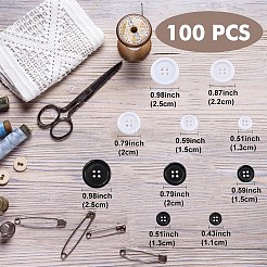 100種類の樹脂ボタン10個  染め  フラットラウンド  4穴  ミックスカラー  11~25x2~3mm  穴：1~2mm  10個/スタイル&nbsp;RESI-YW0003-14