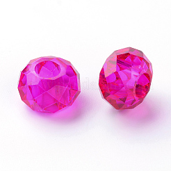 ガラスヨーロピアンビーズ  大穴ビーズ  芯金がない  ロンデル  フクシア  14x8mm  穴：5mm&nbsp;LS-GDA007-69