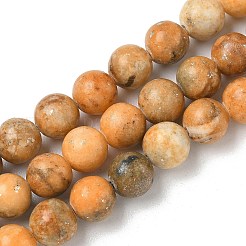染色された天然ドロマイトビーズ連売り  ラウンド  スパンコール  オレンジ  7~8mm  穴：0.8~1mm  約50~51個/連  15.75''（40センチメートル）&nbsp;G-D337-8mm-D05