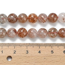 天然銅ルチルクォーツビーズ連売り  ラウンド  8.5mm  穴：1mm  約46個/連  15.35インチ（39cm）&nbsp;G-L642-B07-8mm