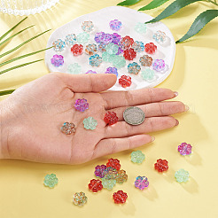 80個4スタイルの透明ガラスビーズ  花  ミックスカラー  13.5x14x6mm  穴：1.2mm  20個/スタイル&nbsp;GLAA-TA0003-81