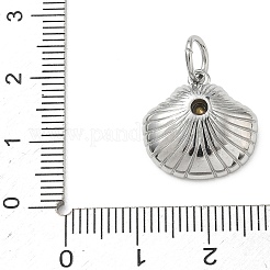 304ステンレススチールとクリスタルラインストーンのペンダント  貝殻の形のチャーム  ステンレス鋼色  16.5x16.5x4.5mm  穴：5mm&nbsp;STAS-G391-02P-02