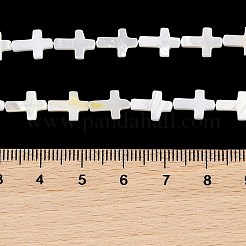 天然淡水シェルビーズ連売り  クロス  ホワイトスモーク  10~10.5x7x2.5mm  穴：0.5mm  約38個/連  15インチ（38.1cm）&nbsp;BSHE-G036-05A