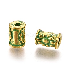 合金ビーズ  コラム  鉛フリー＆カドミウムフリー  黄金＆緑青  7x4.5~5mm  穴：1.8mm&nbsp;PALLOY-L222-065GGP-RS