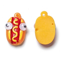25個5スタイルの不透明樹脂カボション  模造食品  ホットドッグ＆チップス＆クッキー＆ハンバーガー＆目付き牛乳瓶  ミックスカラー  21~27x7~17x7~9.5mm  穴：1.4~1.5mm  5個/スタイル&nbsp;CRES-SZ0001-16