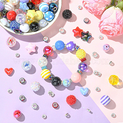 DIYジュエリー作成キット  アクリル、樹脂、プラスチック、ABSプラスチック模造真珠ビーズを含む  ポリマークレイと真鍮のラインストーンスペーサービーズ  ブラック  20x19mm  穴：2~3mm&nbsp;DIY-YW0017-69F