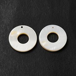 ナチュラルホワイトシェルリングチャーム  ジュエリー作りのための  貝殻色  14~15x2mm  穴：0.8mm&nbsp;SHEL-C004-01