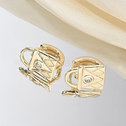 真鍮とガラスのフープピアス  ロック  18KGP本金メッキ  14.5x11x13.5mm&nbsp;EJEW-Q014-12G