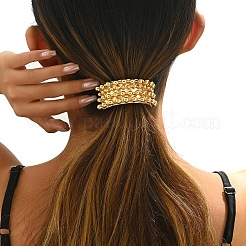金属製ヘアタイ  女性の女の子のためのヘアアクセサリー  長方形  ゴールドカラー  62x25mm&nbsp;PW-WG36402-01