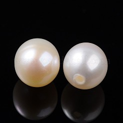 天然な培養された淡水パールビーズ  片穴  グレードAA  ライス  ホワイト  直径約6~8mm  穴：0.9mm&nbsp;X-OB007