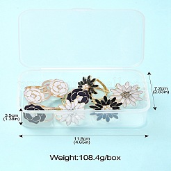 カーネーションとデイジーのゴールド合金エナメルスカーフバックルリング8個4スタイル  女の子用ラインストーン留め具ホルダー  ミックスカラー  直径20~20.5mm  2個/スタイル&nbsp;AJEW-CJ0001-33