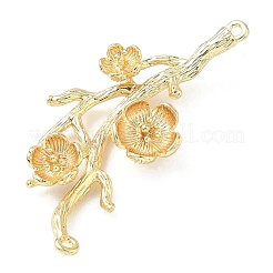 真鍮リンクコネクターチャーム  18KGP本金メッキ  花  20x42.5x6.5mm  穴：1.2mm&nbsp;KK-G601-06G-01
