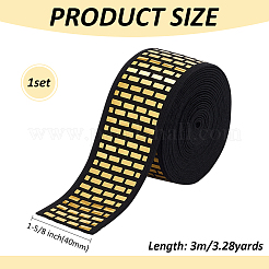 3m ポリエステル伸縮性ワイドバンド  ウェビング衣類縫製アクセサリー用  フラット  ゴールド  1-5/8インチ（40mm）  約3.28ヤード（3m）/セット&nbsp;DIY-BC0013-62A