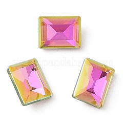 ガラスラインストーンカボション  フラットバック＆バックメッキ  多面カット  長方形  ミックスカラー  8x6x3.7mm&nbsp;RGLA-L029-05A