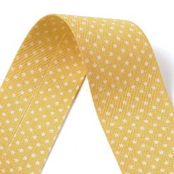 5m コットンリネン ストライププリントリボン  服飾材料  ゴールド  1-5/8インチ（40mm）  約5.47ヤード（5m）/ロール&nbsp;LS-OCOR-K008-01C-01