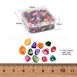 天然染めシェルビーズ  チップ  カラフル  5~14x5~10mm  穴：1mm  70 G /ボックス&nbsp;G-YW0001-15
