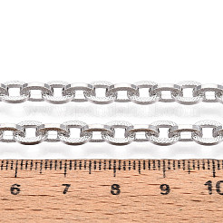 真鍮製アズキチェーン  溶接されていない  スプールで  プラチナ  7x5.5x1.3mm  約32.81フィート（10m）/ロール&nbsp;CHC-T018-40P