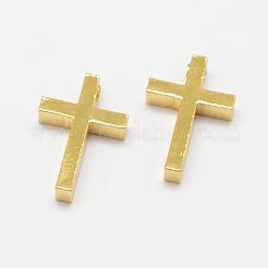 真鍮の小さなクロスチャーム  長持ちメッキ  18KGP本金メッキ  13x8.5x2mm  穴：0.5mm&nbsp;KK-F718-08G