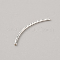 925純銀製のチューブビーズ  カーブチューブビーズ  銀  35x1.5mm  穴：0.9mm&nbsp;STER-WH0019-04F-S