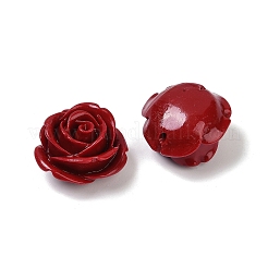 合成サンゴ刻まれたビーズ  染め  花  暗赤色  19x13mm  穴：1.3mm&nbsp;CORA-M001-05I