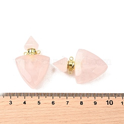天然石の香水瓶ペンダント  304ステンレススチール製金具付き  多面カット  三角形のチャーム  ゴールドカラー  39~40x25x11~12mm  穴：1.9mm&nbsp;G-L623-10G