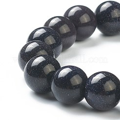合成ブルーゴールドストーンビーズのストレッチブレスレット  ラウンド  ビーズ：12~12.5mm  内径：2-1/8インチ（5.4cm）&nbsp;BJEW-A117-E-17