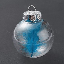 （在庫一掃セール：表面傷）プラスチックボールオーナメントデコレーション  中に羽があり  ミックスカラー  76x60mm  穴：9.5mm&nbsp;HJEW-XCP0001-05