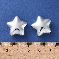 電気メッキ不透明アクリルビーズ  スター  プラチナメッキ  19x20x9mm  穴：1.6mm&nbsp;PACR-D288-07S