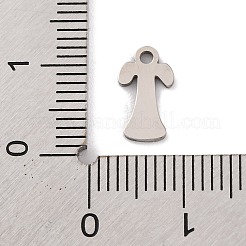 変色しない201ステンレススチールチャーム  レーザー切断  レターチャーム  文字t  10.5x6x1mm  穴：1.2mm&nbsp;STAS-U016-01P-T