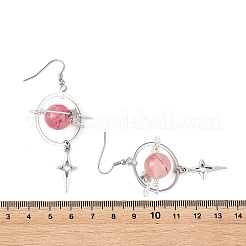 天然グリーンジェイド＆合金ペンダントドロップピアス  惑星  女性用316サージカルステンレススチール製ドロップピアス  70x31.5mm&nbsp;EJEW-TA00818-03