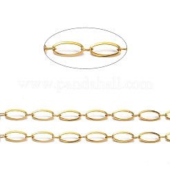 304ステンレススチール楕円リンクチェーン  ハンダ付け  スプールで  18KGP本金メッキ  9x4.5x1mm  10 m /ロール&nbsp;CHS-C009-09G