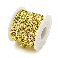 304ステンレススチールフィガロチェーン  溶接されていない  スプールで  18KGP本金メッキ  5.5~7x3x1.5mm&nbsp;CHS-G036-04G