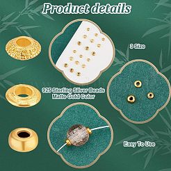 30 個 3 スタイル 925 スターリングシルバービーズ  フラットラウンド  マットゴールドカラー  2.5~3.5x1~1.5mm  穴：0.8mm  10個/スタイル&nbsp;FIND-PH0022-32