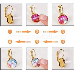 DIYピアス作りセット  真鍮のレバーバックのイヤリングのセッティングおよび透明なガラスカボション付き  ミックスカラー  140x108x30mm  96個/箱&nbsp;DIY-PH0024-37