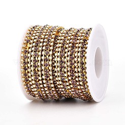 鉄ラインストーンカップチェーン  スプールで  ゴールドカラー  ロージーブラウン  8.5x3mm  約14.99フィート（4.57m）/ロール&nbsp;CH-T006-04G-05