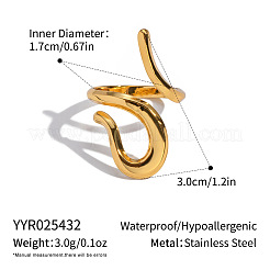 女性用調節可能な304ステンレススチールカフリング  18KGP本金メッキ  30mm  内径：17mm&nbsp;YX5340