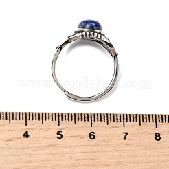 天然宝石の指輪  真鍮製リング  アンティークシルバー  15mm  内径：17.5~18mm&nbsp;RJEW-A084-06AS