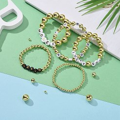 5 サイズのメッキアクリルビーズ  ラウンド  黄金メッキ  4~12mm  穴：1mm  542個/箱&nbsp;PACR-LS0001-01G