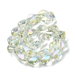 電気メッキ透明ガラスビーズ連売り  虹メッキ  ナゲット  淡黄色  22x12.5x15mm  穴：1.4mm  約30個/連  25.20''（64センチメートル）&nbsp;EGLA-E060-01A-FR01