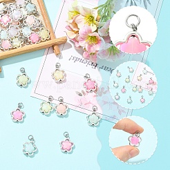 透明アクリル & 合金ペンダント 30 個  花のチャーム  真鍮パーツ  ミックスカラー  22mm&nbsp;PALLOY-YW00181