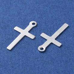 真鍮チャーム  カドミウムフリー＆鉛フリー  クロスチャーム  925銀メッキ  13.5x7x0.5mm  穴：0.8mm&nbsp;LS-KK-F880-05S-03
