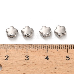 304ステンレススチールビーズ  花  ステンレス鋼色  6x6x3mm  穴：1.2mm&nbsp;X-STAS-D204-17P