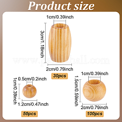 3スタイルの木製ビーズ  ラウンド＆コラム  ミックスカラー  12~30x10.5~19.5mm  穴：4.5~10mm&nbsp;WOOD-AN0001-02