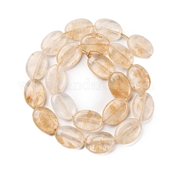 ウォーターメロンストーンガラスビーズ連売り  フラットオーバル  18x13x6mm  穴：1.2mm  約22個/連  15.55インチ（39.5cm）&nbsp;G-L605-F03-01
