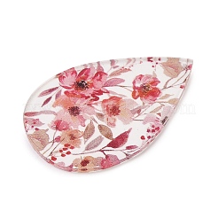 プリント透明アクリルパーツ  花と涙  49.5x32.5x1.5mm  穴：1.6mm&nbsp;FIND-K017-16B