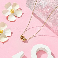 編み込みガラスシードビーズコラムペンダントネックレス  女性用304ステンレススチールアズキチェーンネックレス  ゴールド  17.80インチ（45.2cm）&nbsp;NJEW-MZ00037-01