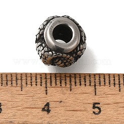 304ステンレススチールヨーロピアンビーズ  大穴ビーズ  蛇のロンデル  アンティークシルバー  9.5x9.5mm  穴：4mm&nbsp;STAS-D191-08A-AS