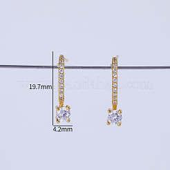 エレガントな真鍮パヴェクリアキュービックジルコニアスタッドピアス  ゴールドカラー  19.7x4.2mm&nbsp;IV7044