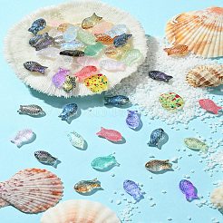 50 個 25 スタイル手作り電気メッキガラスビーズ  魚  ミックスカラー  14.5~15x8~14.5x4.5~5mm  穴：1mm  2個/スタイル&nbsp;EGLA-YW0003-14