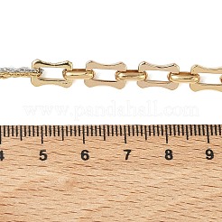 女性用ツートンカラー304ステンレススチール製長方形リンクチェーンネックレス  本金メッキ&ステンレススチールカラー  18.82インチ（47.8cm）&nbsp;NJEW-A074-04GP